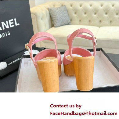 Chanel Fabric  &  Patent Calfskin Sandals G45555 Pink 2024